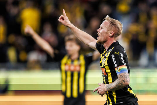 Häckens Mikkel Rygaard Jensen jublar