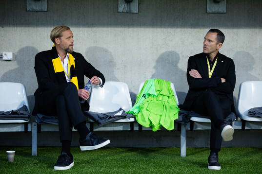 Häckens klubbchef Marcus Jodin och fotbollschef Martin
