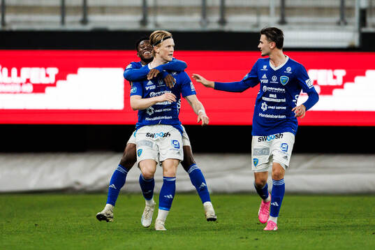 Umeå FCs Jörgen Voilås, Yiriyon Gideon Yaw och Tim