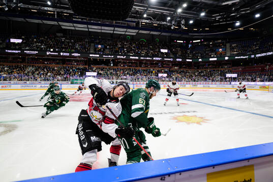 Malmö Redhawks Isac Nilsson och Färjestads Radim Zohorna