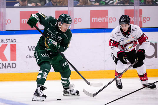 Färjestads Joakim Nygård och Malmö Redhawks Topi Niemelä