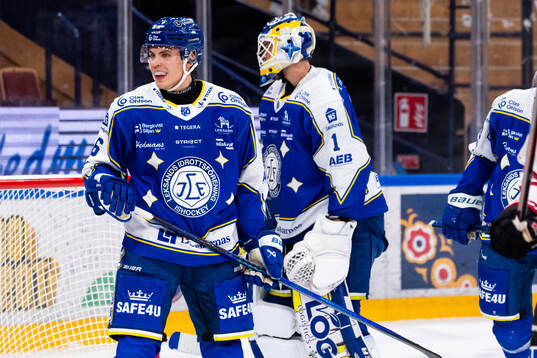 Leksands Alexander Lundqvist och målvakt Marcus Gidlöf