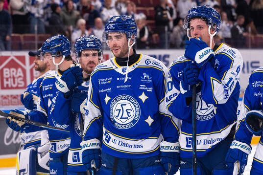 Leksands Nolan Stevens och Anton Johansson jublar