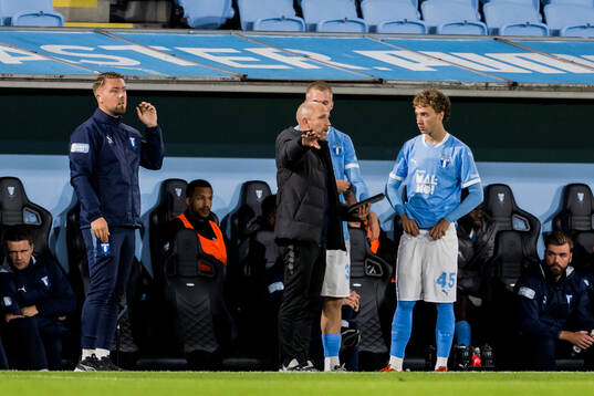Malmö FFs huvudtränare Henrik Rydström och Anton Höög