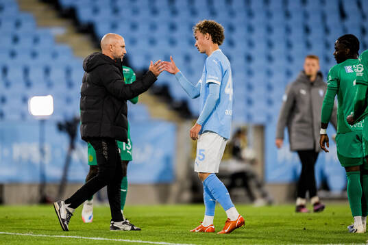 Malmö FFs huvudtränare Henrik Rydström och Anton Höög