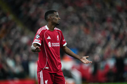 Alexander Isak of Liverpool looks dejected