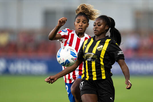 Luany of Atletico Madrid and Monica Jusu Bah of Häcken