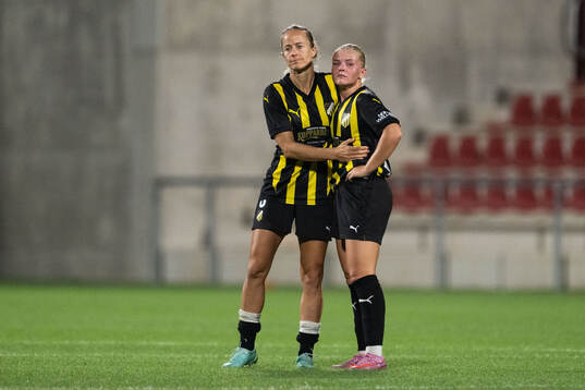 Aivi Luik and Matilda Nildén of Häcken look dejected