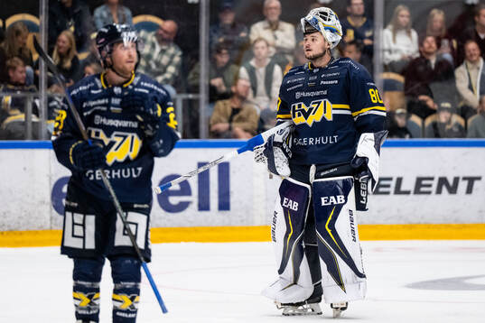 HV71s målvakt Frederik Dichow deppar