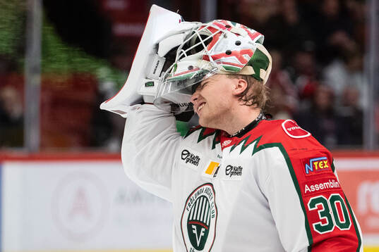 Frölundas målvakt Tobias Normann deppar