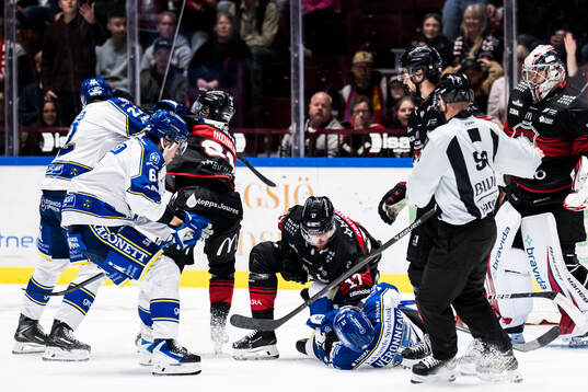 Malmö Redhawks Johan Ivarsson och Leksands Max Veronneau