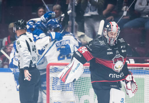 Malmö Redhawks målvakt Marek Langhamer deppar