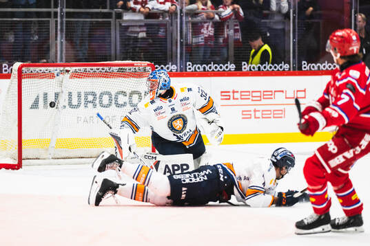 Timrås Marcus Hardegård gör 1-1 bakom Växjös målvakt