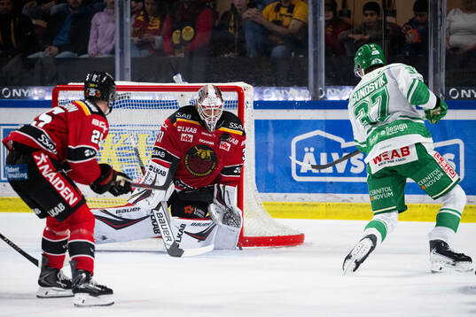 Luleås målvakt Matteus Ward och Rögles Albin Sundsvik