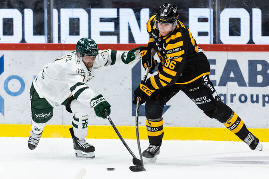 Färjestads Axel Bergkvist och Skellefteås Rickard Hugg