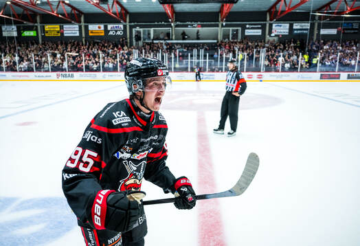 Nybros Gabriel Säll jublar