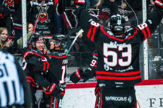Nybros Gabriel Säll jublar