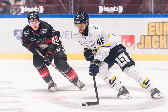 HV71s Joona Luoto och Malmö Redhawks Robin Salo