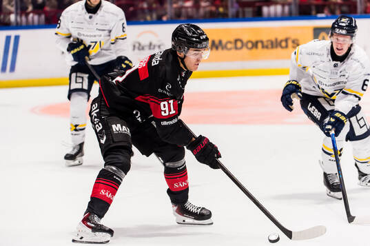 Malmö Redhawks Axel Sundberg och HV71s Karl Annborn