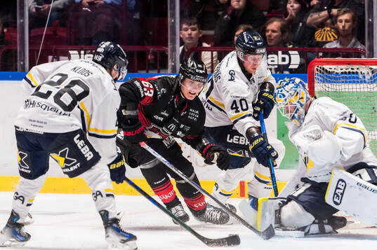 Malmö Redhawks Fredrik Händemark och HV71s Justin Glenn