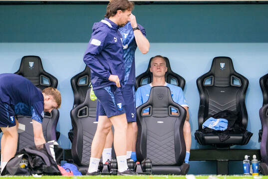 Malmö FFs Daniel Gudjohnsen deppar