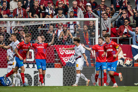 Helsingborgs Alexander Johansson reagerar på ett domslut
