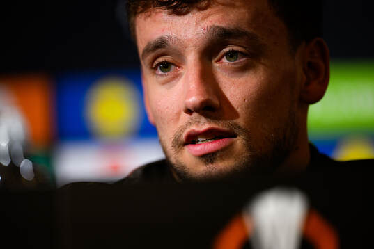 Colin Rösler of Malmö FF is being interviewed by the