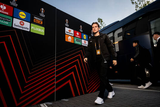 Malmö FFs Johan Karlsson arrives at the stadium