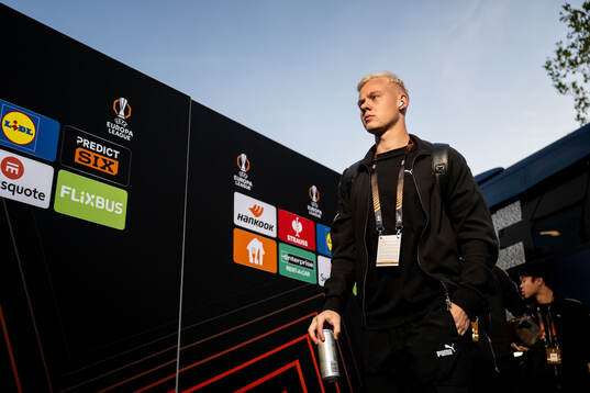 Malmö FFs Otto Rosengren arrives at the stadium