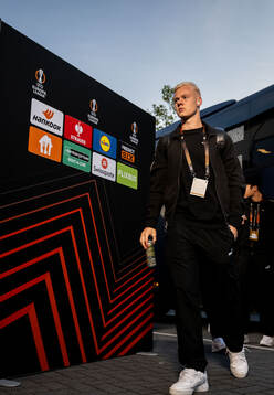 Malmö FFs Otto Rosengren arrives at the stadium