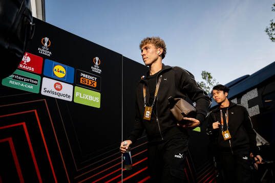 Malmö FFs Hugo Bolin arrives at the stadium