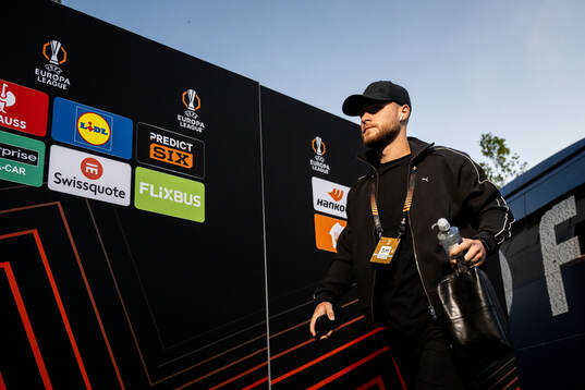 Malmö FFs Gabriel Busanello arrives at the stadium