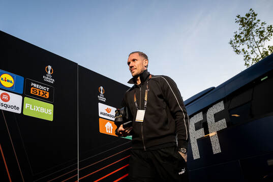 Malmö FFs goalkeeper Robin Olsen arrives at the stadium