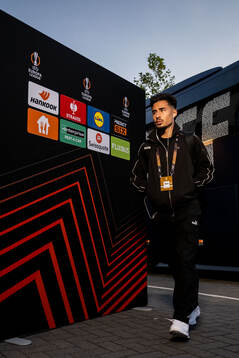 Malmö FFs Adrian Skogmar arrives at the stadium
