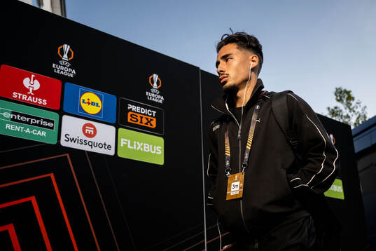 Malmö FFs Adrian Skogmar arrives at the stadium