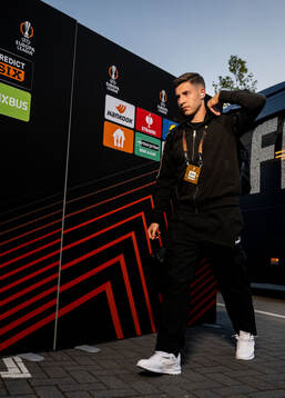 Malmö FFs Lasse Berg Johnsen arrives at the stadium