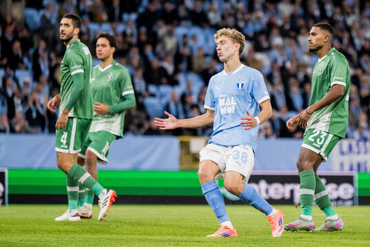 Hugo Bolin of Malmö FF looks dejected