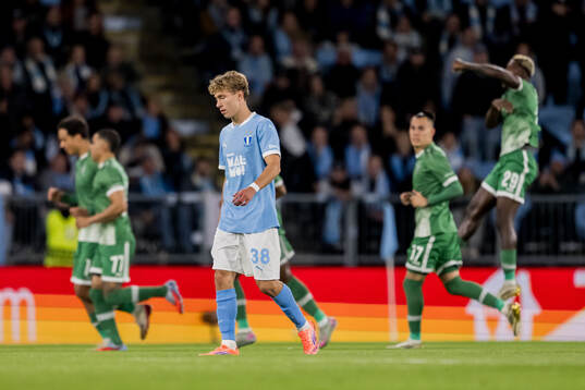 Hugo Bolin of Malmö FF looks dejected
