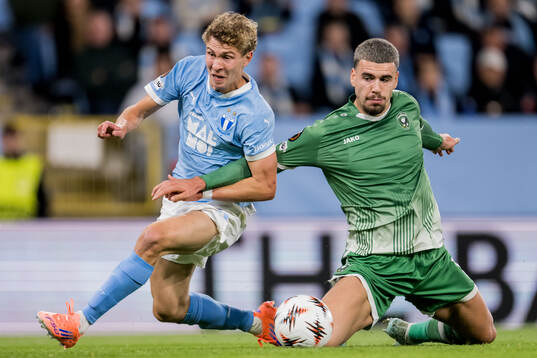 Hugo Bolin of Malmö FF and Edvin Kurtulus of Ludogorets