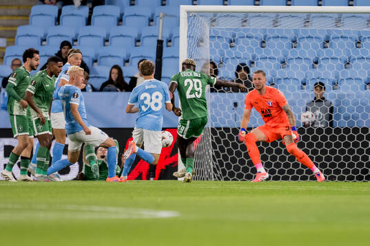 Yves Erick Bile of Ludogorets scores 0-2 behind goalkeeper