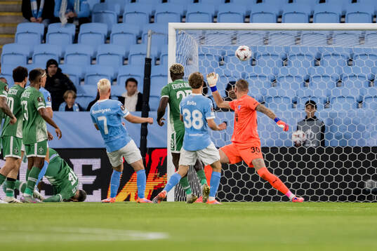 Yves Erick Bile of Ludogorets scores 0-2 behind goalkeeper