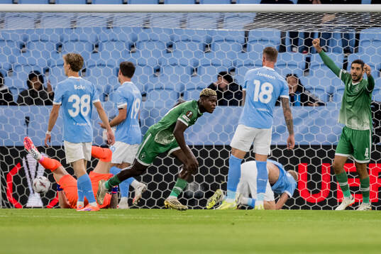 Yves Erick Bile of Ludogorets celebrates