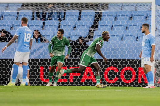 Yves Erick Bile of Ludogorets celebrates