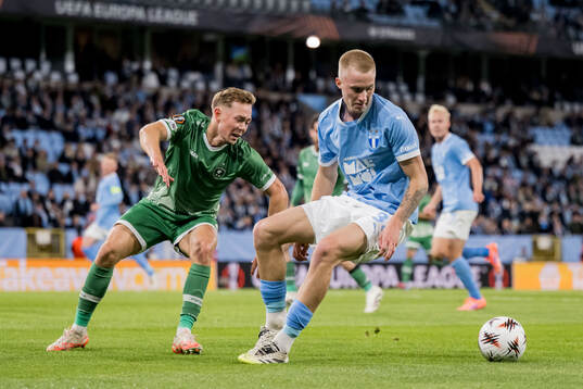 Joel Andersson of Ludogorets and Daniel Gudjohnsen of
