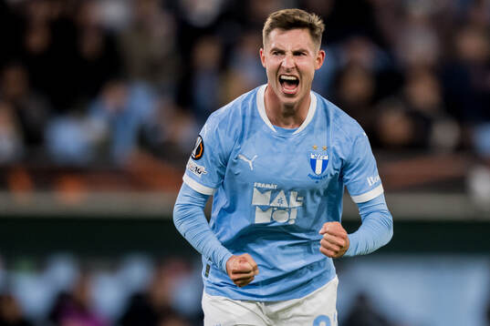 Lasse Berg Johnsen of Malmö FF celebrates
