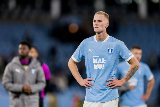 Daniel Gudjohnsen of Malmö FF looks dejected