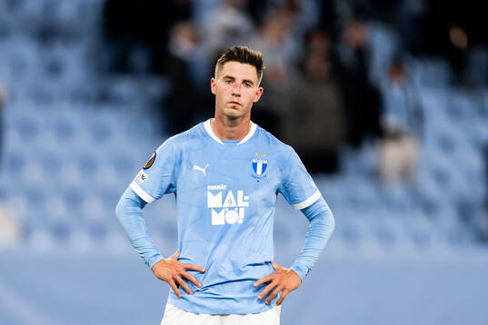 Lasse Berg Johnsen of Malmö FF looks dejected