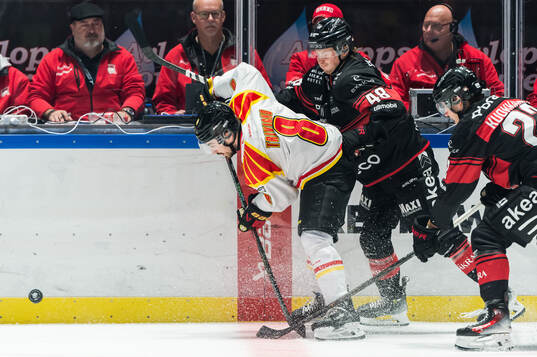 Brynäs Bobby Trivigno och Malmö Redhawks Lauri Pajuniemi