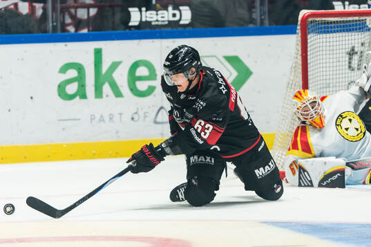 Malmö Redhawks Fredrik Händemark och Brynäs målvakt