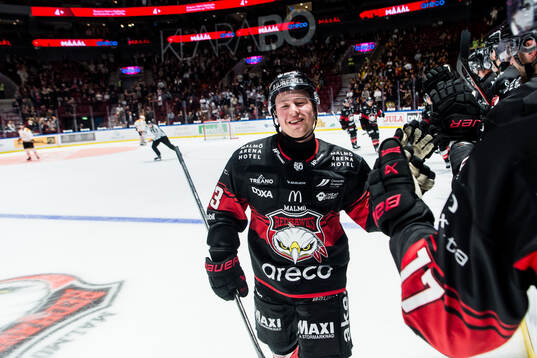 Malmö Redhawks Petter Vesterheim jublar